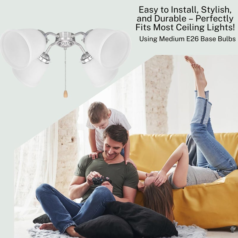 LIGHTACCENTS Ceiling Fan Light Covers - Frosted White Glass 4-Pack, Fixture Replacement Globes & Shades, Ceiling Fan Globe Replacement, Ceiling Light Shade, Light Fixture Cover - Image 4